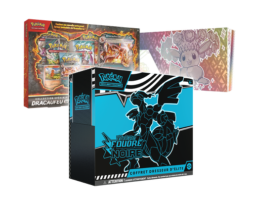 PACK: ETB EV10.5 - FOUDRE NOIRE + SUPER PREMIUM EV8.5 + COFFRET DRACAUFEU EX COLLECTION SPÉCIALE